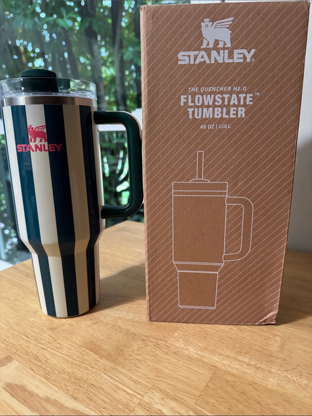Stanley Navy & White Striped FlowState Tumbler with Handle